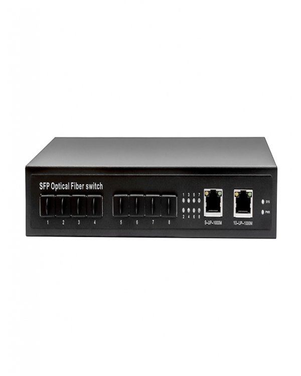 Коммутатор Gigabit Ethernet на 8 SFP + 2 RJ45 портов, в комплекте БП DC12V (2A) Коммутатор Gigabit Ethernet на 8 SFP + 2 RJ45 портов, в комплекте БП DC12V (2A)