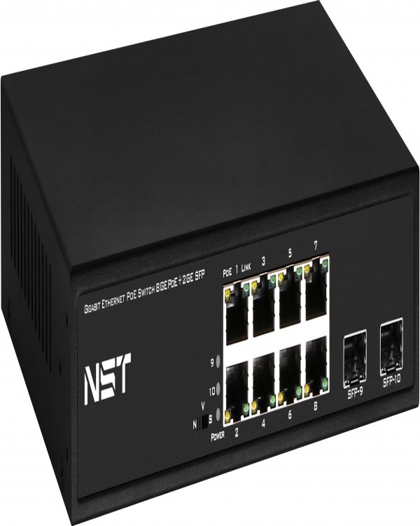 PoE коммутатор Gigabit Ethernet на 8 RJ45 + 2 SFP порта - до 150W суммарная, до 30W на порт PoE коммутатор Gigabit Ethernet на 8 RJ45 + 2 SFP порта - до 150W суммарная, до 30W на порт
