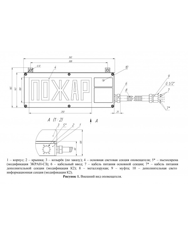 ЭКРАН-С 220VAC к1  Световое табло