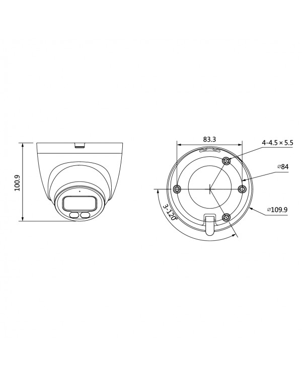 DH-IPC-HDW2239TP-AS-LED-0280B Уличная купольная IP-видеокамера Full-color 2Мп