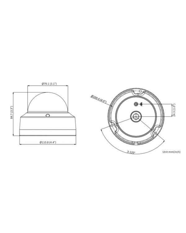 DS-2CD2123G0E-I(B) (2.8 мм) 2 Мп купольная IP-камера