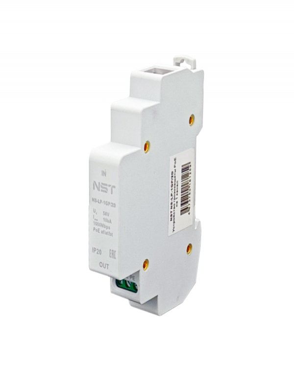 Грозозащита Ethernet + PoE на DIN-рейку, 40…+85°С, 10/100/1000 Мбит/c, IEEE8023 af/at/bt до 90W, устройство грозозащиты линий Ethernet + PoE на 1 канал (УЗИП) Грозозащита Ethernet + PoE на DIN-рейку, 40…+85°С, 10/100/1000 Мбит/c, IEEE8023 af/at/bt до 90W, устройство грозозащиты линий Ethernet + PoE на 1 канал (УЗИП)